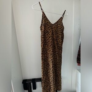 Leopard satin midi dress